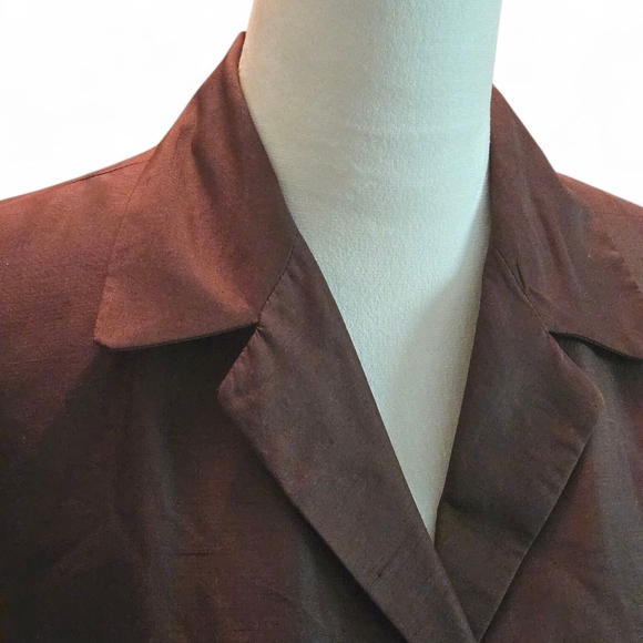 Y2K Silkland 100% Pure Silk Brown Trenchcoat Overcoat Women's 8 Lined 2 Pockets - Picture 4 of 13